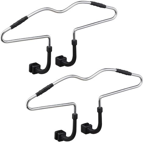 Perchas metálicas (de acero), juego de 2, antideslizantes, para reposacabezas, para viajes en coche, color plata/negro. (1/5)