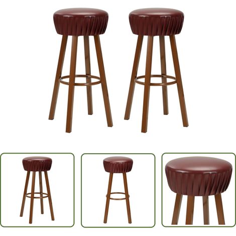 The Living Store Chaises de bar lot de 2 marron similicuir - Chaise De Bar - Chaise Industrielle - Tabouret De Comptoir - Mobilier Retro - Décoration Intérieure (1/5)