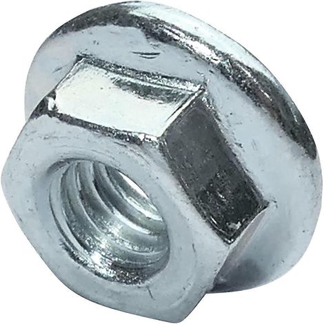 C49643 - Jeu de 100 écrous hexagonaux à embase crantée M6 extérieur 13 mm - en acier au carbone dureté 8 - écrou de sécurité autobloquant - DIN 6923 (1/3)