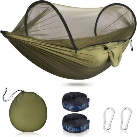 Ineasicer Outdoor Hammock with Mosquito Net, Ultralight Travel Camping Hammock, 200 kg Maximum Load, Includes 2 High-Quality Carabiners, 2 x Nylon Slings, Suitable for Outdoor Camping (1/4)