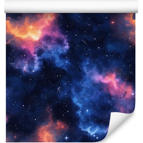 Papier peint aquarelle galaxie bleu marine, fond prune 50x1000 cm (1/5)