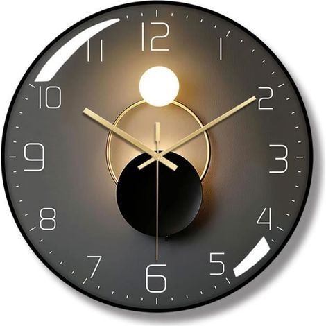 (Noir, doré et blanc)Horloge Murale Design Moderne Métal Silencieuse sans Tic-Tac Style Art Déco Élégant pour Salon, Chambre, Bureau, Salle d 'Étude (1/4)