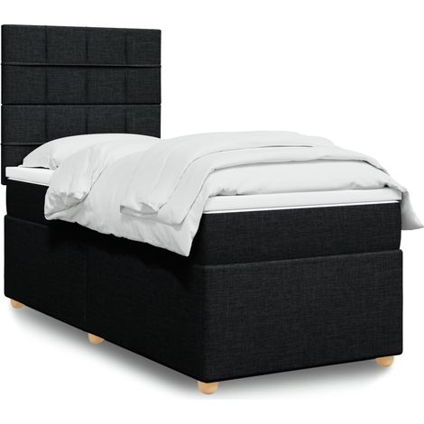 Boxspringbett mit Matratze Schwarz 90x200 cm Stoff