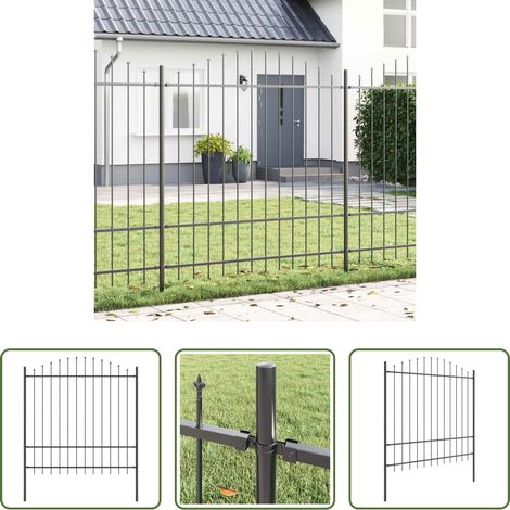 Stahlzaun - Gartenzaun Grau 170 x 215 cm Pulverbeschichteter Stahl (1/5)