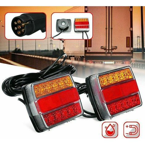 LED-Rückleuchten-Set 12 V mit Magnet und Verkabelung, 5 Funktionen, für Anhänger, Autotransporter, Plattformen, Kraftfahrzeuge