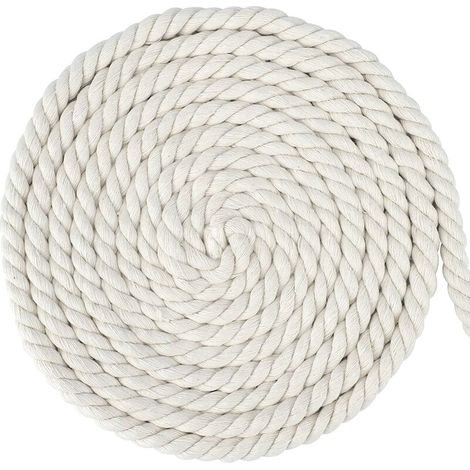 VURAHOME - 10M Corde en Coton Blanc Corde Macramé 12mm Fil Macramé Macrame Corde pour DIY Hanging Plante Decoration Murale,Tisser Ornements de Bohême (1/5)