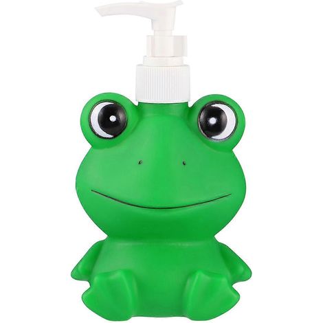 Flacon distributeur de shampoing multifonctionnel vide pour enfants, motif grenouille verte (300 ml).-18X8X8CM-Green (1/4)