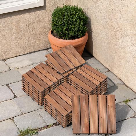 Dalle terrasse bois et PVC à clipser pour sol extérieur marrone (1/5)