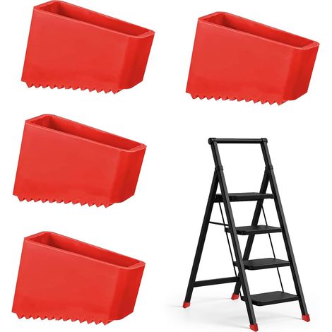 Patin Escabeau Universel, 4 Pièces Embout Pied Escabeau pour Sécurité et Stabilité, Patin Echelle de Remplacement Protection De Sol pour Échelles et Escabeaux (1/5)