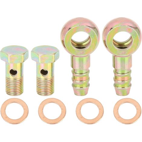 Kit De Boulon Banjo 10mm Bronzé 2 Ensembles pour Moto Métal Avec Rondelle, Filetage M10x1, Diam Ext Barbe 9mm, Appli Système Freinage, Usinage CNC Précision