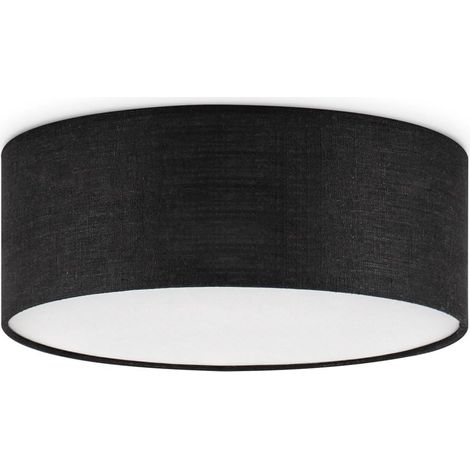 Plafoniera Lampada Soffitto Tessuto Classica Nera Ø32 x 12cm (1/5)