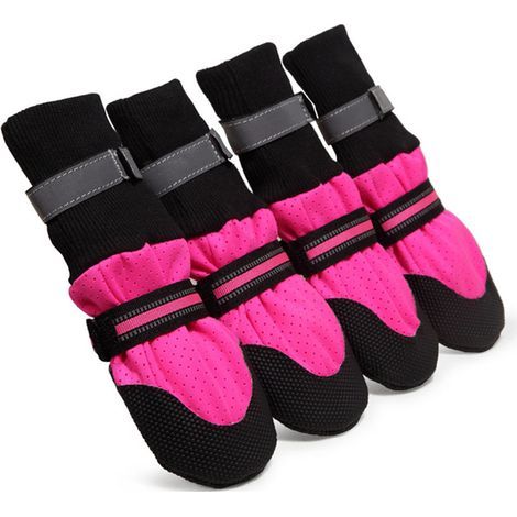 Chaussettes/chaussures antidérapantes pour chien, rose fuchsia, taille XL (1/5)