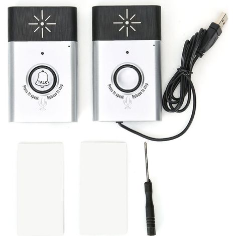 Interphone vocal bidirectionnel portable 2,4 GHz – Système sans fil compact avec sonnette intégrée, facile à installer