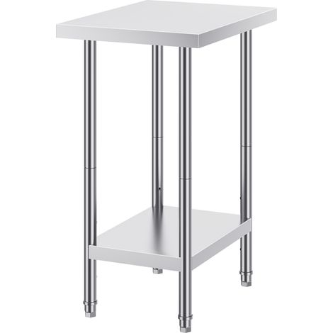 Mophorn-Zubereitungstisch aus Edelstahl, 61x45x86 cm, 290kg Tragkraft, robuster Metall-Arbeitstisch mit 3 einstellbaren Höhenstufen, gewerbliche Arbeitsstation für Küche, Garage, Restaurant, Hinterhof