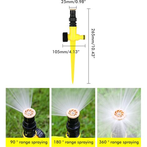Automatisches Bewässerungssystem mit 360°-Drehung für Garten und Rasen, kompatibel mit Gartenschläuchen. (1/5)