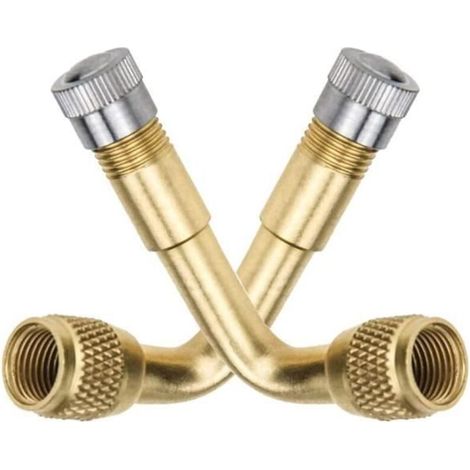 Lot de 2 rallonges de valve à 90 degrés en cuivre Extension de valve de pneu pour voiture, moto, vélo ou scooter