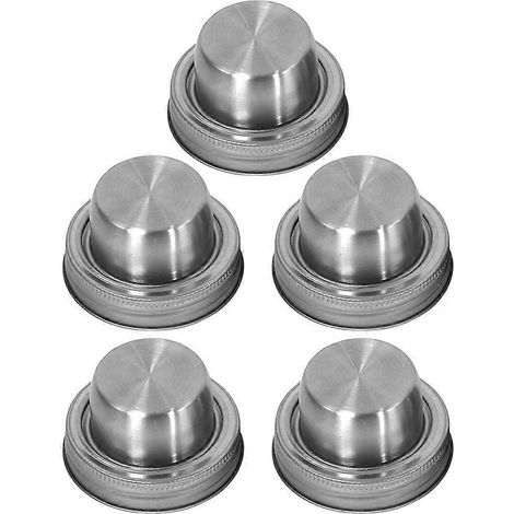 Lot de 5 couvercles saupoudreurs en acier inoxydable pour bocaux Mason.-7.5X4CM-Silver (1/4)