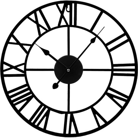 Grande horloge murale Grande horloge de cuisine Horloge ajourée Horloge murale noire Horloge murale à chiffres romains 40 cm (1/4)