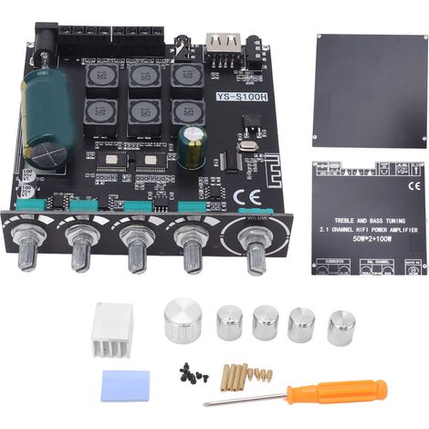 Carte Amplificateur Audio 2.1 Canaux Bluetooth 50W+50W+100W, Module Stéréo Alimentation DC 12‑24V (1/5)