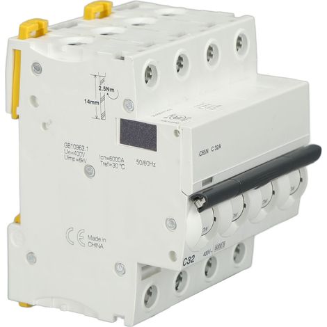 Disjoncteur MCB 4P basse tension, montage sur rail DIN, 400 V CA, 32 A, pour équipements domestiques (1/5)