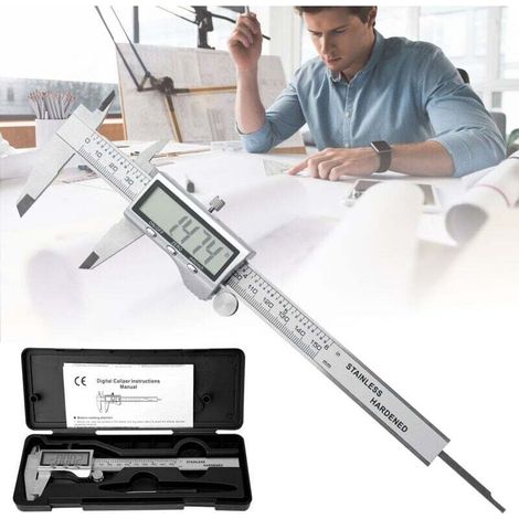 Enowelir Pied à coulisse électronique, Pied à Coulisse Numérique avec Écran LCD IP54 Étanche, Professionnel Caliper 0-150mm, Acier Inoxydable, Conversion pouces/métrique (1/4)