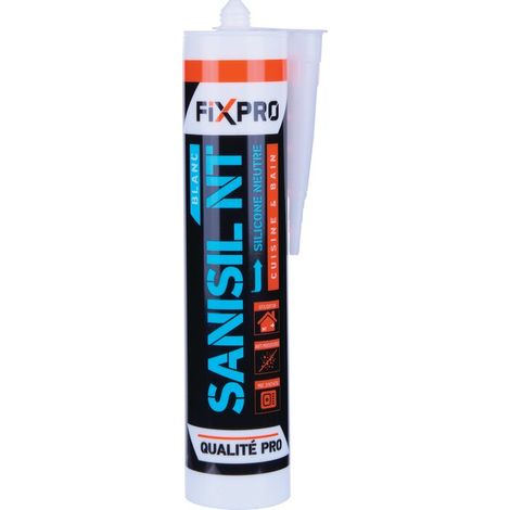 Mastic silicone neutre - Sanisil NT - Fixpro - Blanc - Vendu à l'unité (1/4)