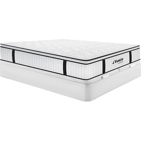 Ensemble 180 x 200 cm sommier coffre blanc + matelas anti-feu ressorts ensachés et surmatelas intégré ép.28cm - DELICE de YSMÉE HÔTEL (1/5)