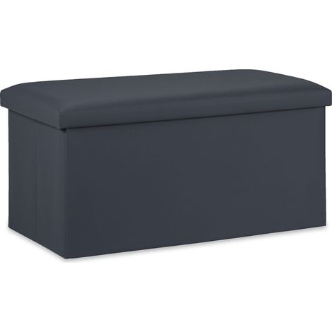 Panca pieghevole con spazio portaoggetti 37,5 x 76,5 x 38,5 cm seduta confortevole stile moderno in ecopelle nera 130008870