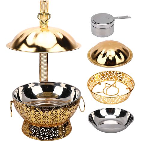 Chauffe-plats pour buffets, ensemble d'assiettes rondes en acier inoxydable pour fêtes, mariages et événements traiteurs. (1/5)
