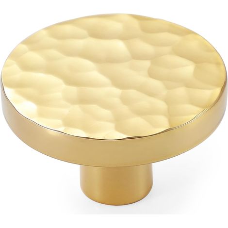 Lot de 10 boutons de tiroir modernes dorés en laiton massif martelé, poignées de tiroir rondes et poignées de commode, quincaillerie d'armoire de cuisine, diamètre 4,5 cm (1/5)