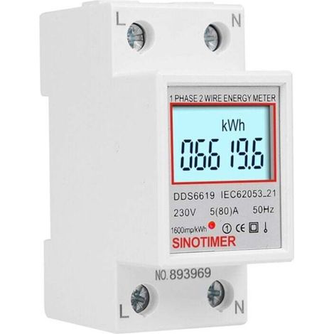 DDS6619-006 Display retroilluminato, tipo per guida DIN, contatore elettronico monofase di wattora, 2P 5(80)A 230V-Crezuo