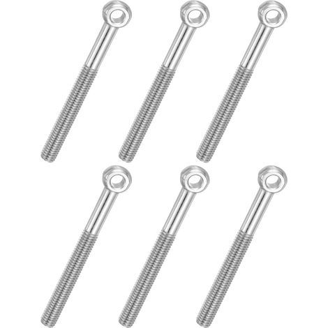 6 Pcs Boulon à Œil M8x80mm Boulon à Œillet de Levage pour Balancement d'Épaule, Vis Poisson en Acier Inoxydable 304, Filetage Métrique à Demi-Denture Trou Coulissant, Argentée (1/5)