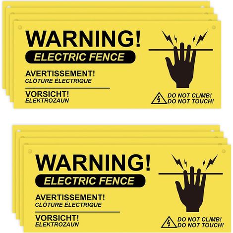 8 pièces Panneaux d'Avertissement De Clôture Électrique Panneaux d'Avertissement En Plastique De Aucun Signe De Contact Ou d'Escalade (26x11cm) (1/5)
