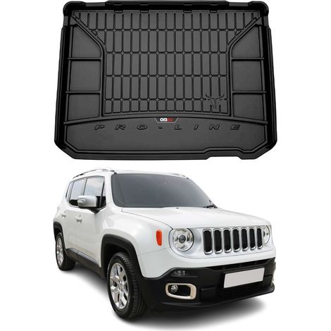 Tapis de Coffre 3D TPE Premium Compatible avec Jeep Renegade 2014-2018 - Bac de Protection de Coffre Intérieur antidérapant Revêtement de Coffre Bords Hauts pour Voiture Noir