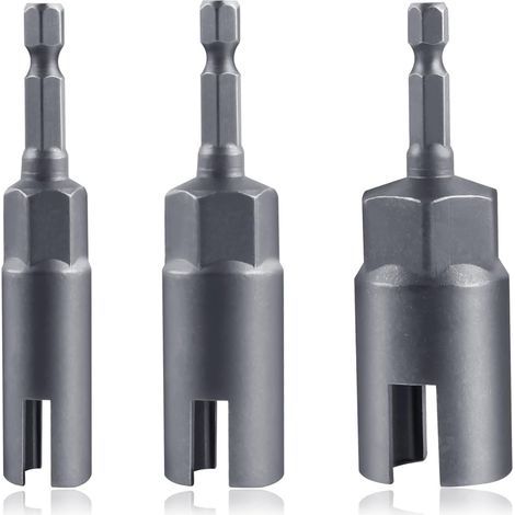3PCS Power Wing Nut Driver Set 12mm 15mm 18mm Wing Nut Driver Bit 1/4" Hex Shank Nut Driver Power Wing Bit Drill Tool Drive Kit pour l’installation de vis à crochets, torsion de fil (1/5)