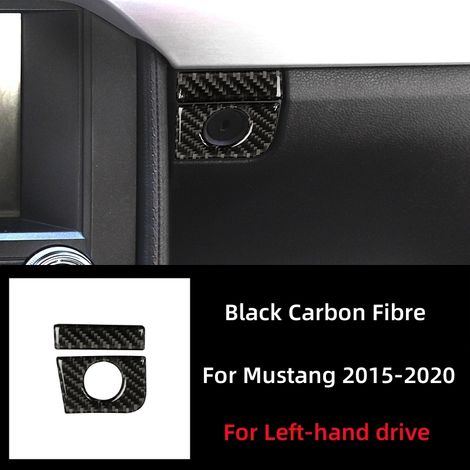 (Noir (conduite à gauche)) Accessoires auto compatibles avec Ford Mustang GT 2015-2021 : intérieur en fibre de carbone, boîte de rangement passager, cache-interrupteur, autocollants décoratifs (1/5)