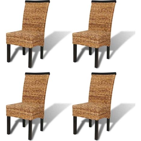 Maison Exclusive - Sedie da Pranzo 4 pz in Legno Massello di Mango e Abaca (1/5)