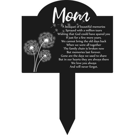 Plaque Commémorative - Acrylique - 27 x 19 cm - Pour Jardin ou Sépulture - Noir avec Imprimé Blanc - 1 Pièce (1/5)