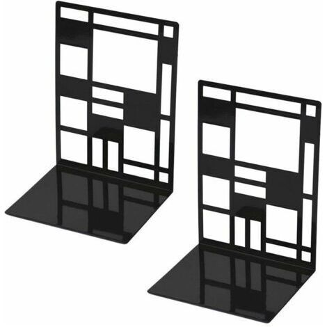 Ensemble de serre-livres, serre-livres en métal, serre-livres noirs, serre-livres design, étagère à base antidérapante pour enfants, bureau, école, salon, librairie et bibliothèque (1/4)