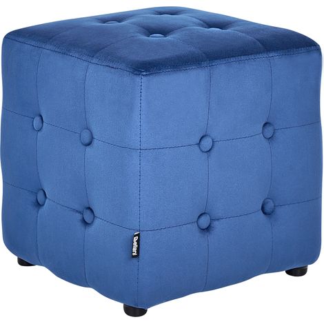 Puf cubo reposapiés capitoné dormitorio sala de estar terciopelo rosa melocotón WisconsinPuf cubo reposapiés capitoné dormitorio sala de estar terciopelo azul Wisconsin