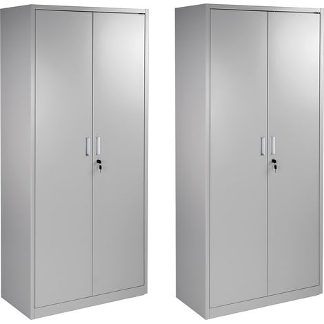 2x Metallschrank Werkstattschrank 80x39x180cm Werkzeugschrank Aktenschrank Grau (1/5)