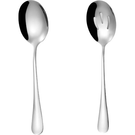 6 cuillères de service et à égoutter, 22 cm, acier inoxydable, perforées, pour buffets, plats chauds et salades (1/5)