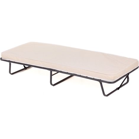 Letto pieghevole portatile 190 x 80 x 35 cm con materasso in schiuma memory ergonomica e design compatto in metallo nero 200017617