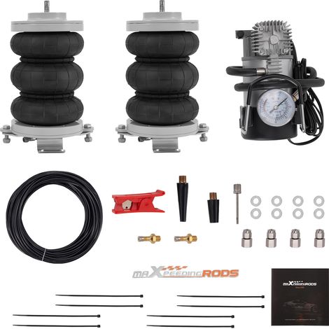 Maxpeedingrods – Kit de suspension pneumatique avec compresseur 12V – Pour Fiat Ducato et Citroën Jumper 1994-2024 – Charge max 7800 LBS – Installation boulonnée