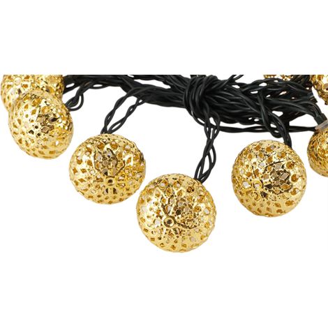 Guirlande lumineuse solaire dorée à 20 LED pour décoration de Noël et fêtes. (1/5)