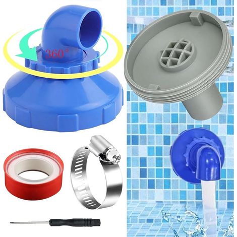 Buse D'entrée de Piscine,Raccord Buse D'entrée Rotatif à 360°,Buse de Remplissage de Piscine 32mm,Buse de sortie Réglable,Accessoire de Sortie Piscine Avec Raccord de Tuyau Pour Piscine Intex Bestway (1/5)