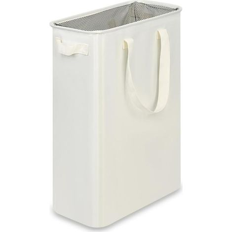 Panier à linge en tissu Oxford à compartiment unique, avec poignée, bac à linge haut et pliable pour buanderies, dortoirs et chambres, beige 48 L (1/4)