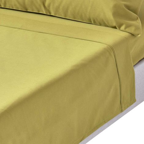 HOMESCAPES Olive Green Egyptian Cotton Flat Sheet 1000 Thread Count, Single - Olive Green
