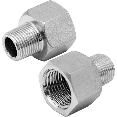 Lot de 2 adaptateurs réducteurs NPT en acier inoxydable 3/4 femelle vers 3/8 mâle fileté (1/5)