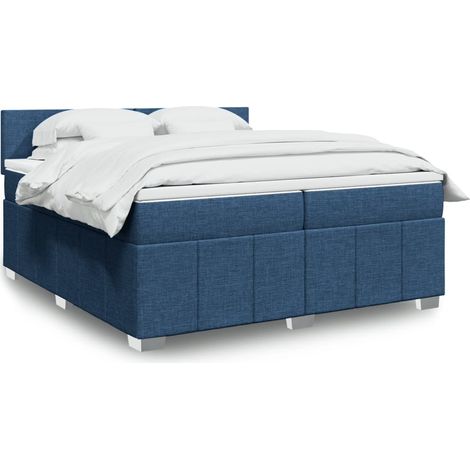 Boxspringbett mit Matratze Blau 200x200 cm Stoff